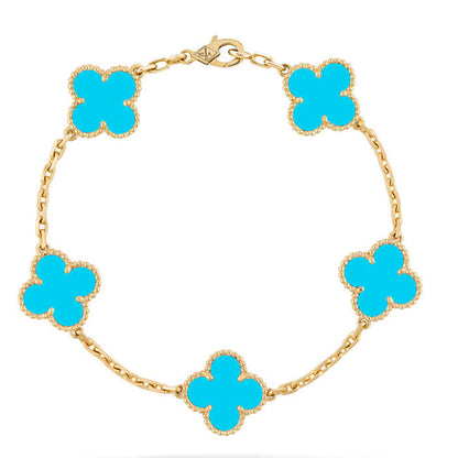[Gaonasi] CLOVER 5 MOTIF TURQUOISE BRACELET COLLECTION