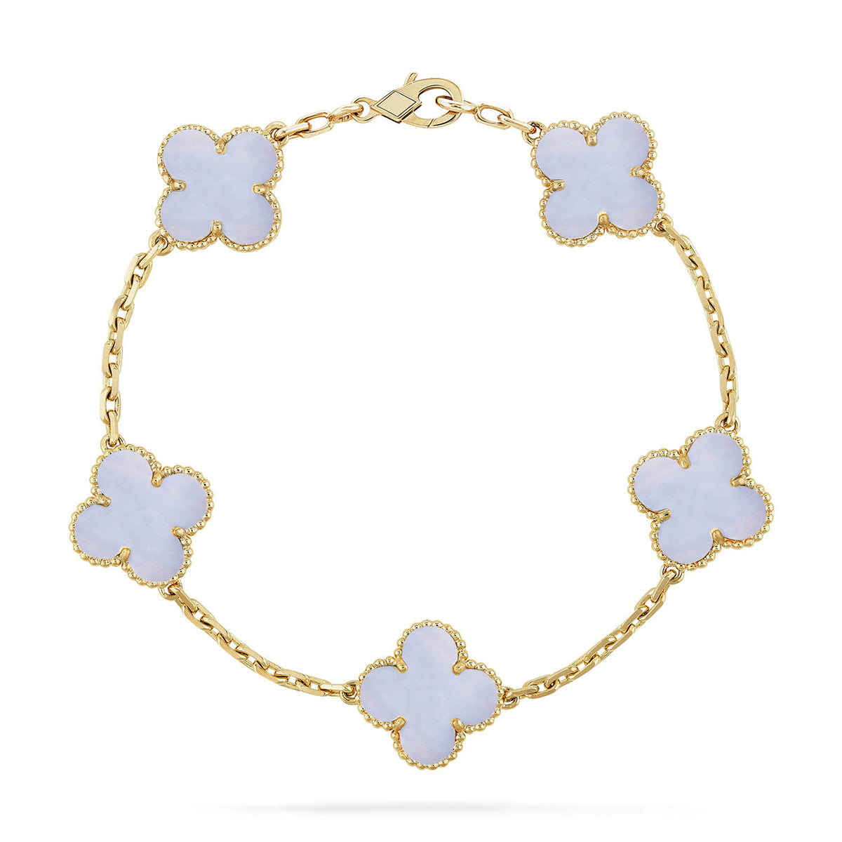 [Gaonasi] CLOVER 5 MOTIF PURPLE CHALCEDONY BRACELET COLLECTION