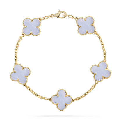 [Gaonasi] CLOVER 5 MOTIF PURPLE CHALCEDONY BRACELET COLLECTION