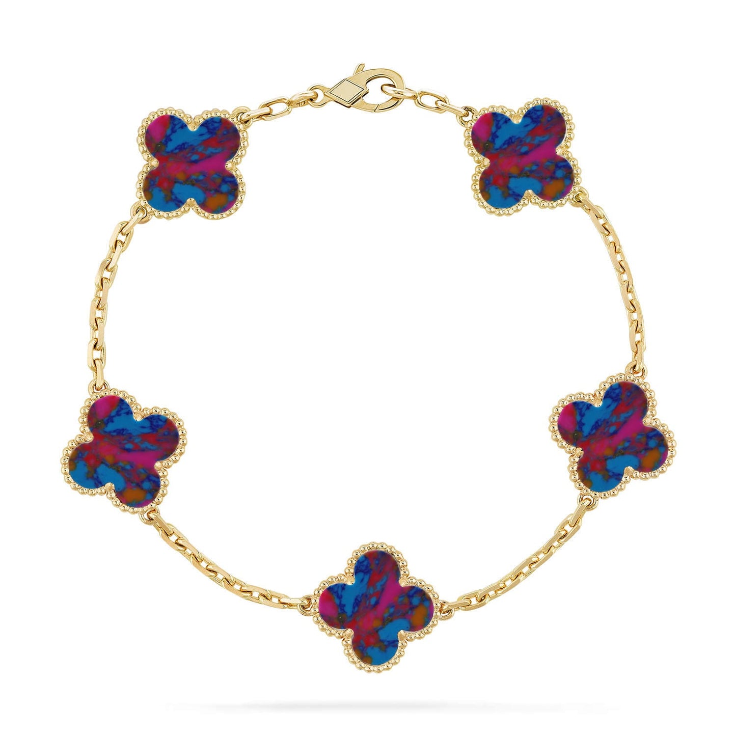 [Gaonasi]CLOVER 5 MOTIF COLOR GEMSTONES BRACELET COLLECTION