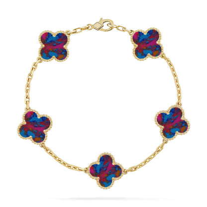 [Gaonasi]CLOVER 5 MOTIF COLOR GEMSTONES BRACELET COLLECTION