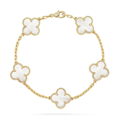 [Gaonasi]CLOVER WHITE PEARL MOP 5 MOTIF BRACELET COLLECTION