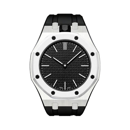 Oak Pop Black Steel Silicone Strap