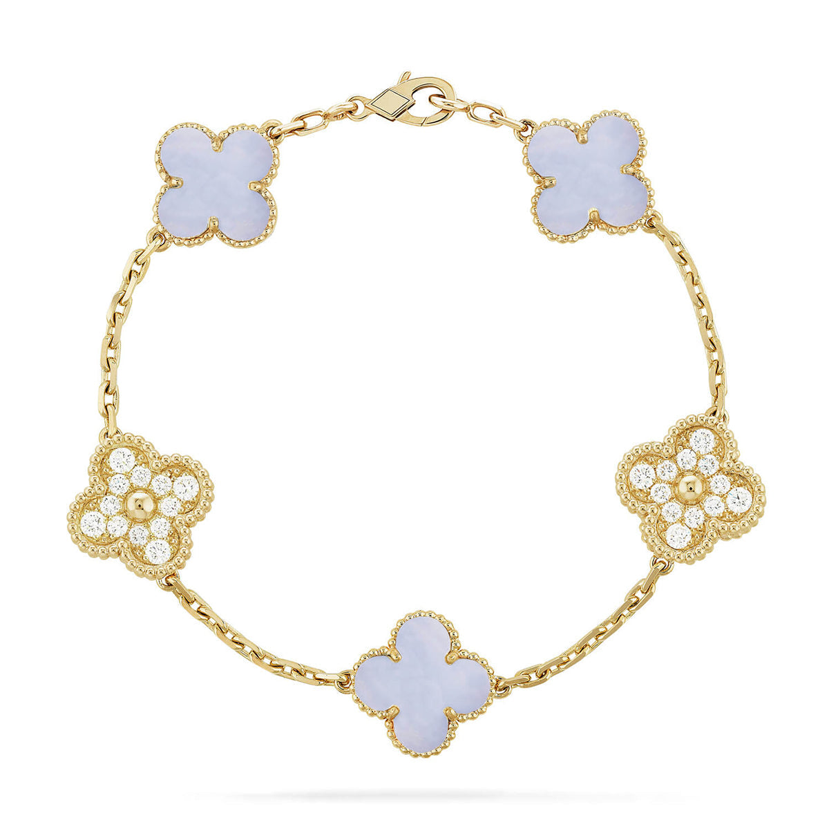 [Gaonasi] CLOVER 5 MOTIF PURPLE CHALCEDONY BRACELET COLLECTION