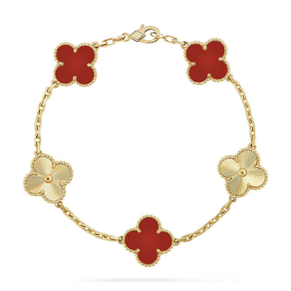 [Cadisa]Clover & Love Diamond-Paved Radiant Line 2-Piece Bracelet Stack Set