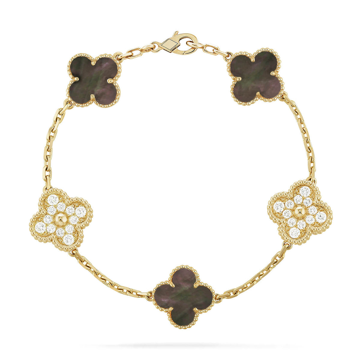 [Gaonasi] CLOVER 5 MOTIF GRAY MOP BRACELET COLLECTION