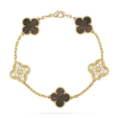 [Gaonasi] CLOVER 5 MOTIF GRAY MOP BRACELET COLLECTION