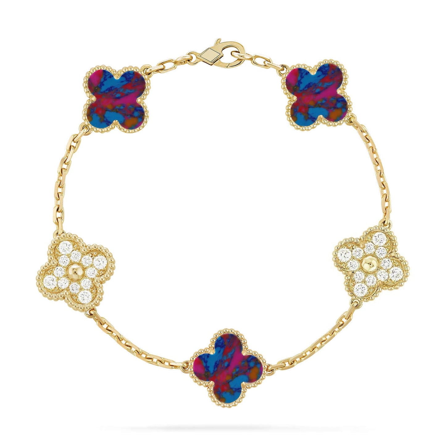 [Gaonasi]CLOVER 5 MOTIF COLOR GEMSTONES BRACELET COLLECTION