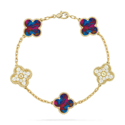 [Gaonasi]CLOVER 5 MOTIF COLOR GEMSTONES BRACELET COLLECTION