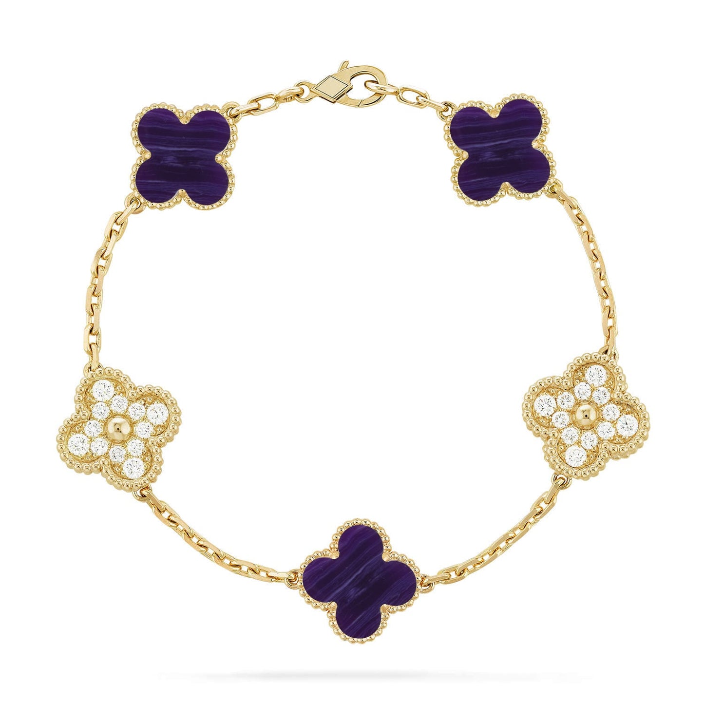 [Gaonasi]CLOVER 5 MOTIF PURPLE STRIPES BRACELET COLLECTION