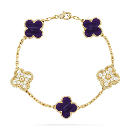 [Gaonasi]CLOVER 5 MOTIF PURPLE STRIPES BRACELET COLLECTION
