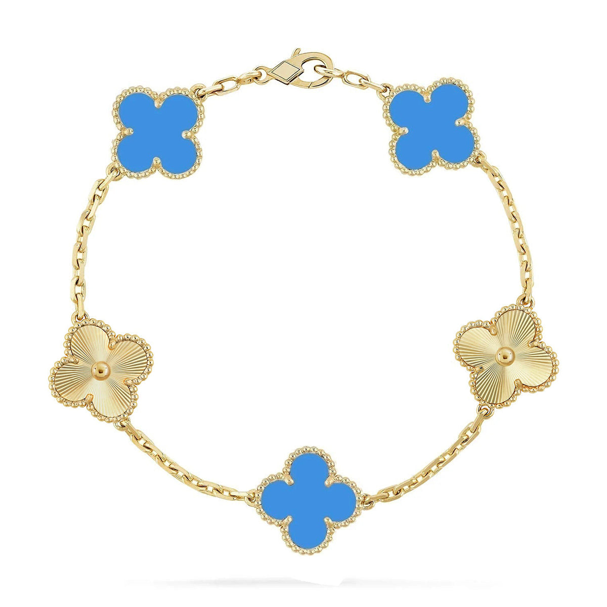 [Gaonasi] CLOVER 5 MOTIF BLUE AGATE BRACELET COLLECTION