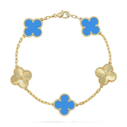 [Gaonasi] CLOVER 5 MOTIF BLUE AGATE BRACELET COLLECTION