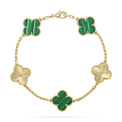 [Gaonasi] CLOVER 5 MOTIF MALACHITE BRACELET COLLECTION