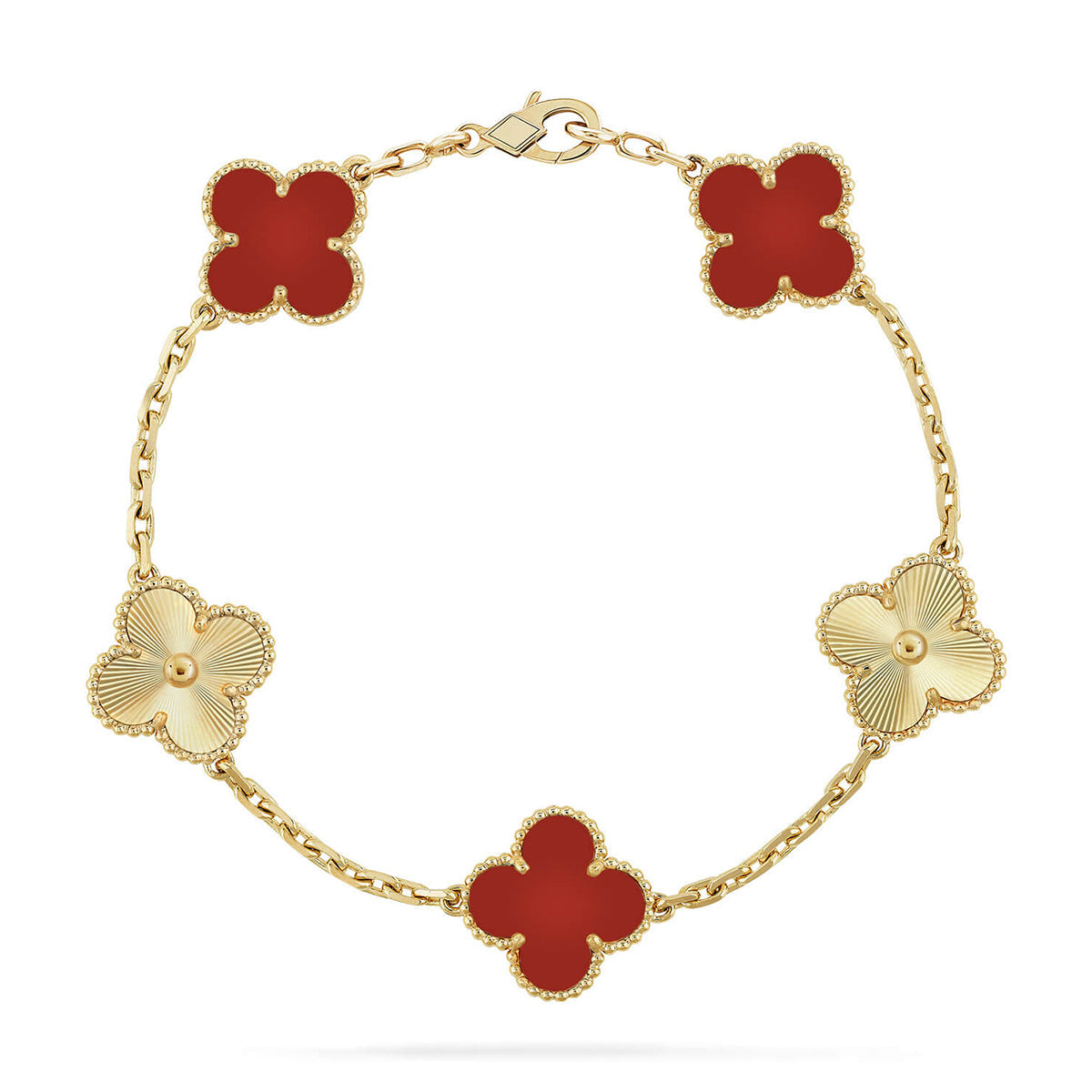 [Gaonasi] CLOVER 5 MOTIF RED CORNELIAN BRACELET COLLECTION