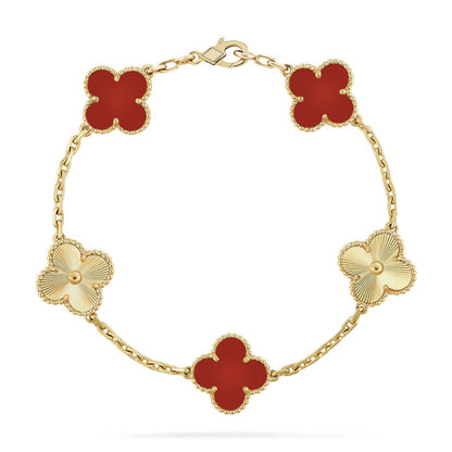 [Gaonasi] CLOVER 5 MOTIF RED CORNELIAN BRACELET COLLECTION