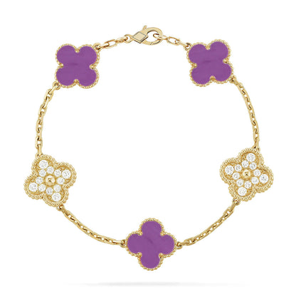 [Gaonasi] CLOVER 5 MOTIF VIOLET BRACELET COLLECTION