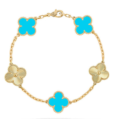 [Gaonasi] CLOVER 5 MOTIF TURQUOISE BRACELET COLLECTION