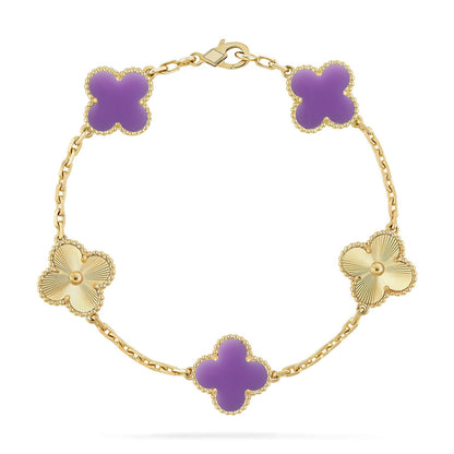 [Gaonasi]CLOVER 5 MOTIF LIGHT PURPLE BRACELET COLLECTION