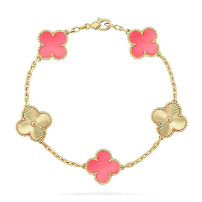 [Gaonasi] CLOVER 5 MOTIFS  PINK MOP BRACELET COLLECTION