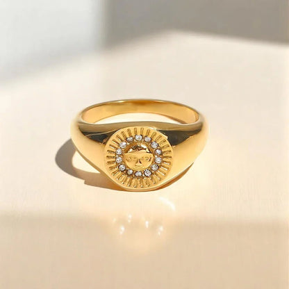 [Gaonasi]Solari Sunface Gold Ring