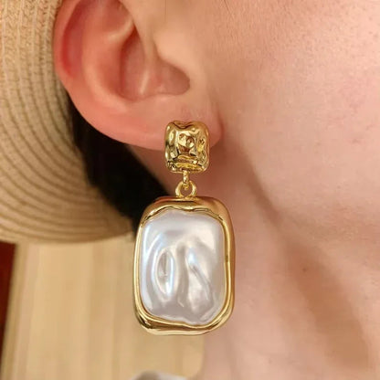 [Gaonasi]Brittany Freshwater Pearl Slate Earrings