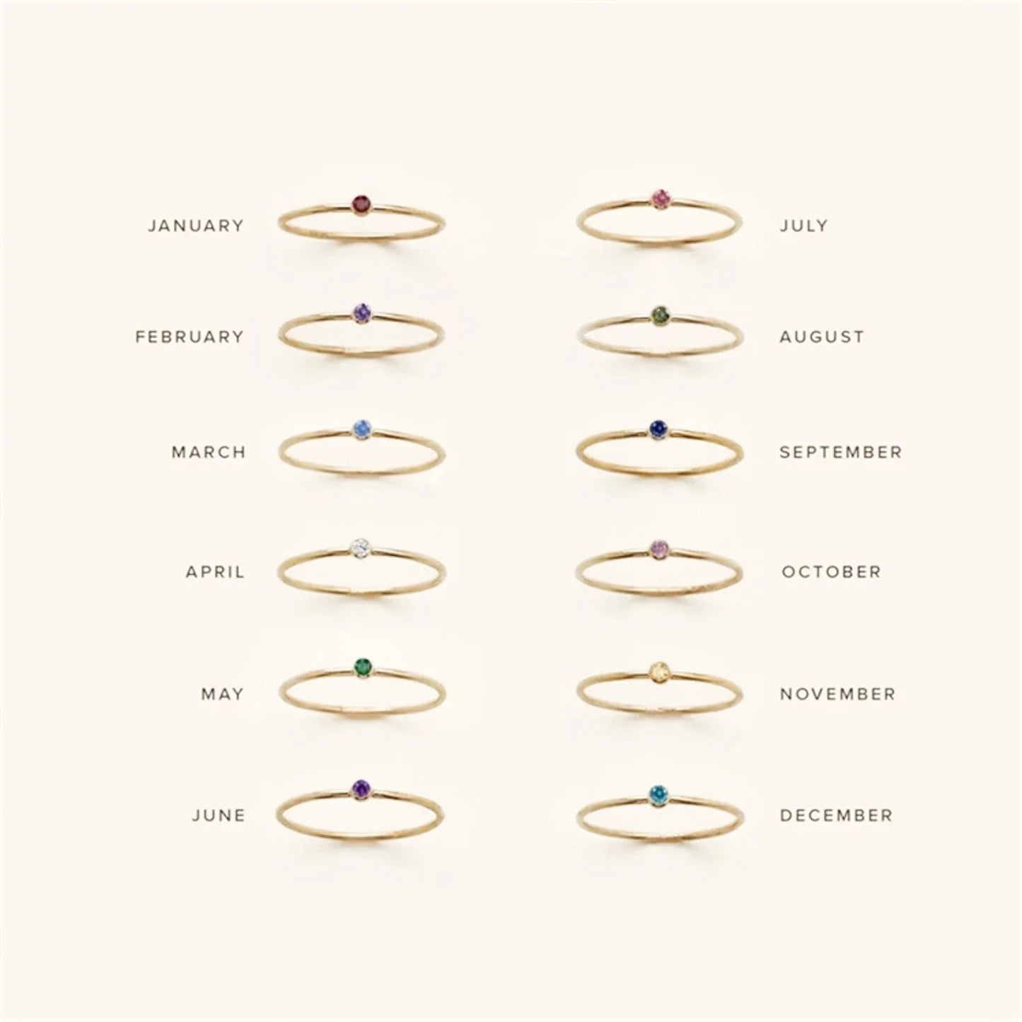 [Gaonasi]Amelia Birthstone Stacker Ring