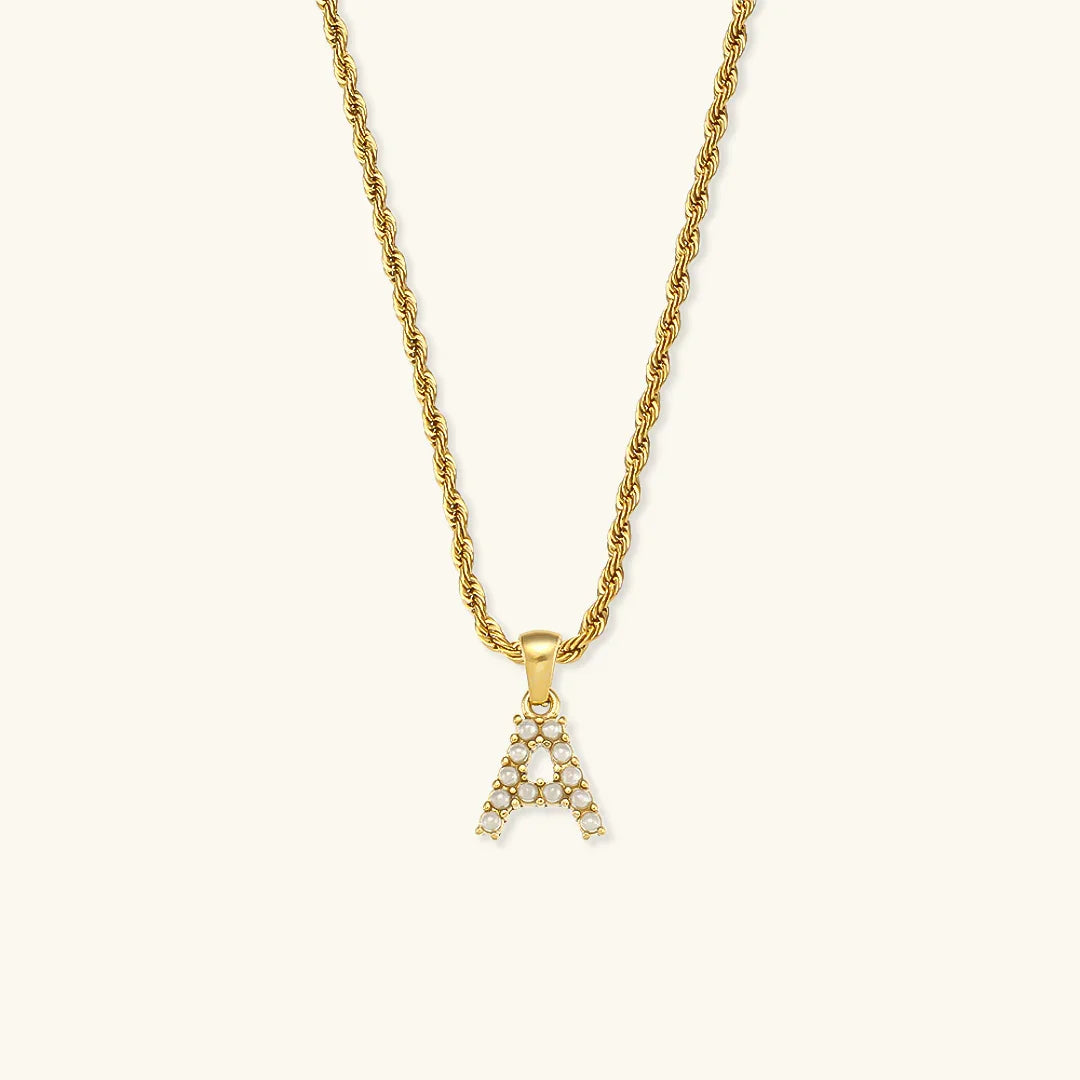 [Gaonasi]Elodie Initial Letter Pearl Necklace
