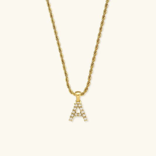 [Gaonasi]Elodie Initial Letter Pearl Necklace