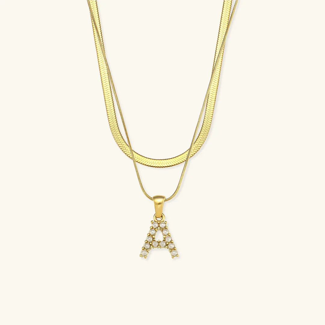 [Gaonasi]Fiona Layered Gold Initial Letter Necklace