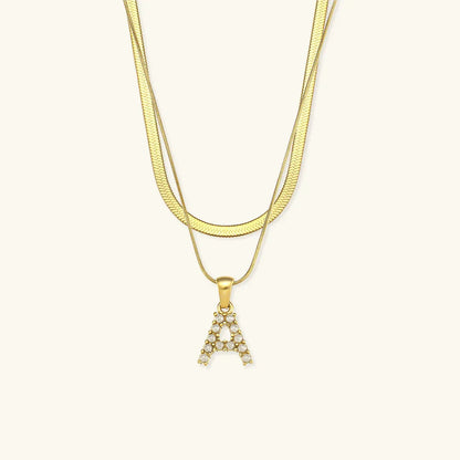 [Gaonasi]Fiona Layered Gold Initial Letter Necklace