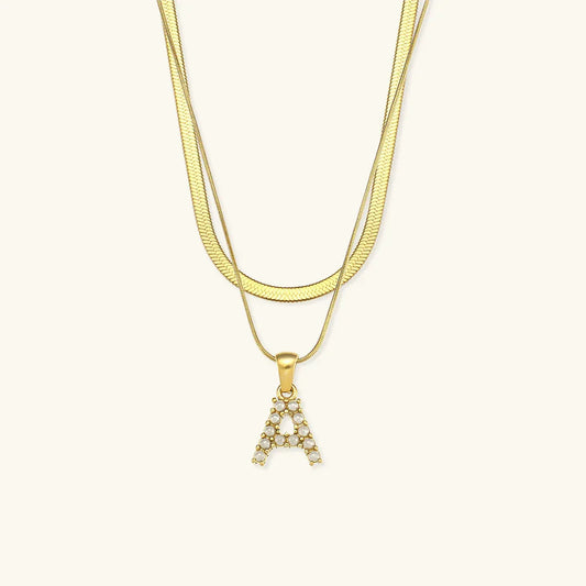 [Gaonasi]Fiona Layered Gold Initial Letter Necklace