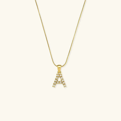 [Gaonasi]Augustine Initial Letter Pearl Necklace