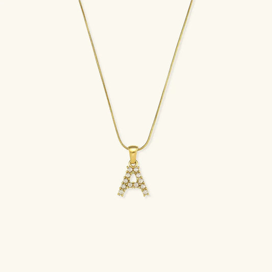 [Gaonasi]Augustine Initial Letter Pearl Necklace