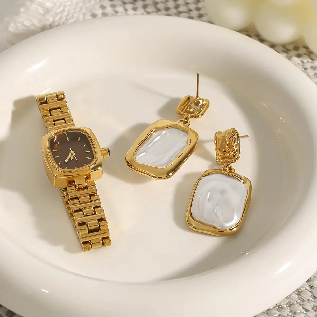 [Gaonasi]Brittany Freshwater Pearl Slate Earrings