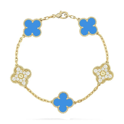 [Gaonasi] CLOVER 5 MOTIF BLUE AGATE BRACELET COLLECTION