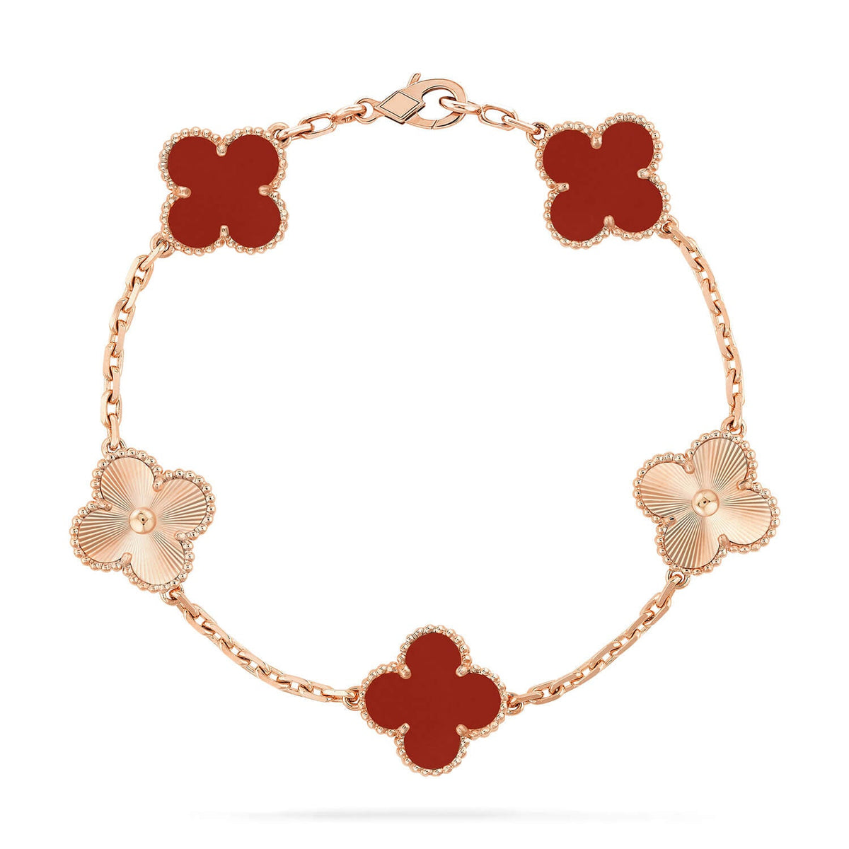 [Cadisa]CLOVER  5 MOTIFS CARNELIAN GOLD BRACELET