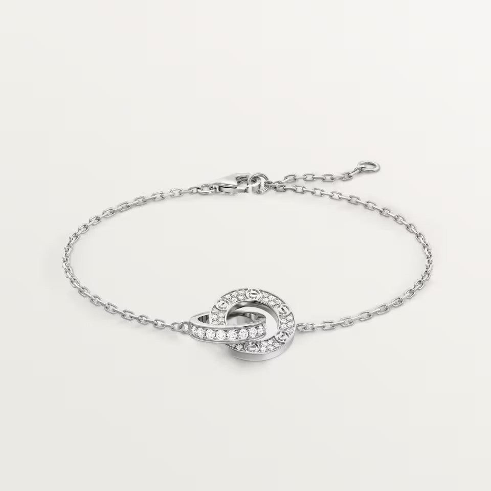 [Gaonasi Jewelry]LOVE DOUBLE RING FULL DIAMOND BRACELET
