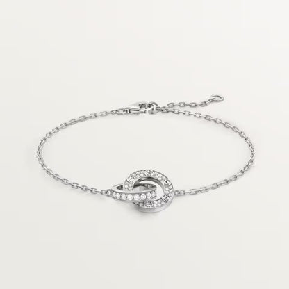 [Gaonasi Jewelry]LOVE DOUBLE RING FULL DIAMOND BRACELET