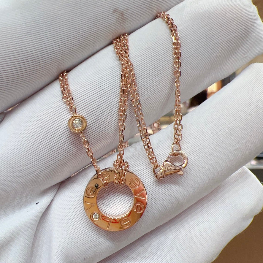 [Gaonasi Jewelry]LOVE NECKLACE 16MM 2 DIAMONDS
