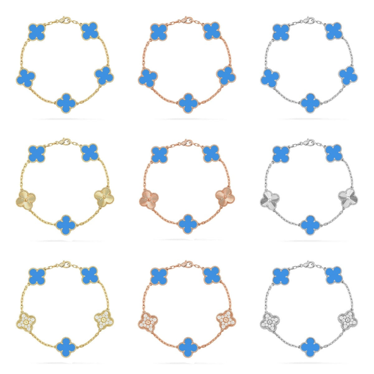 [Gaonasi] CLOVER 5 MOTIF BLUE AGATE BRACELET COLLECTION