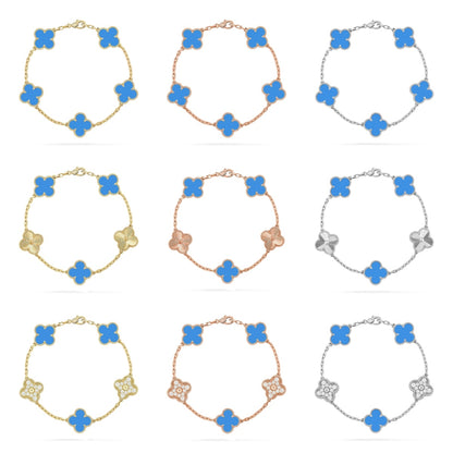 [Gaonasi] CLOVER 5 MOTIF BLUE AGATE BRACELET COLLECTION
