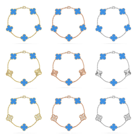 [Gaonasi] CLOVER 5 MOTIF BLUE AGATE BRACELET COLLECTION