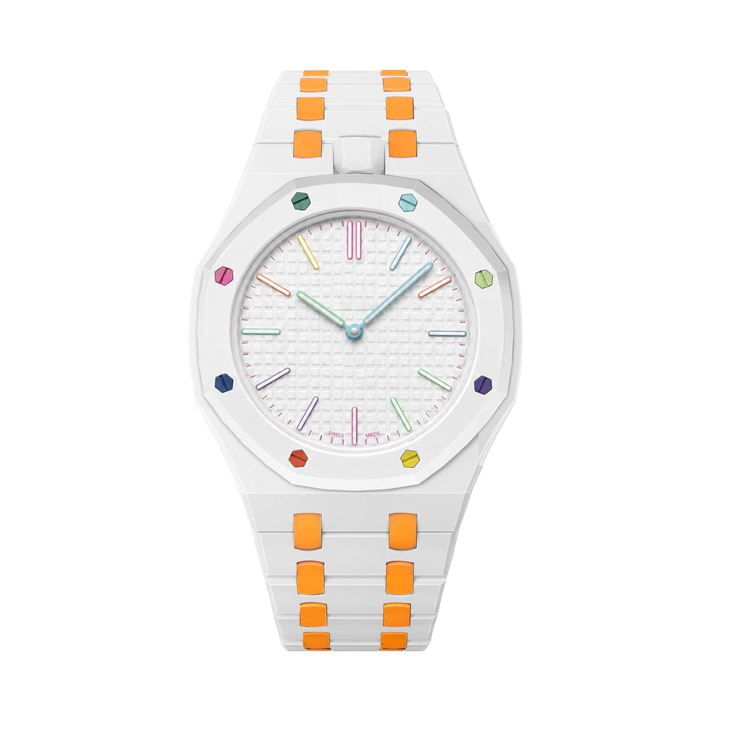 Oak Pop Exclusive White And Orange Bioceramic Strap