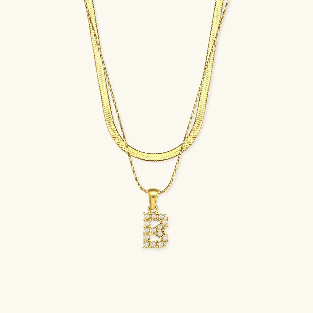 [Gaonasi]Fiona Layered Gold Initial Letter Necklace