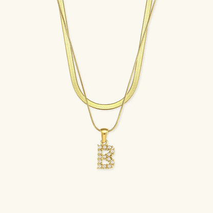 [Gaonasi]Fiona Layered Gold Initial Letter Necklace