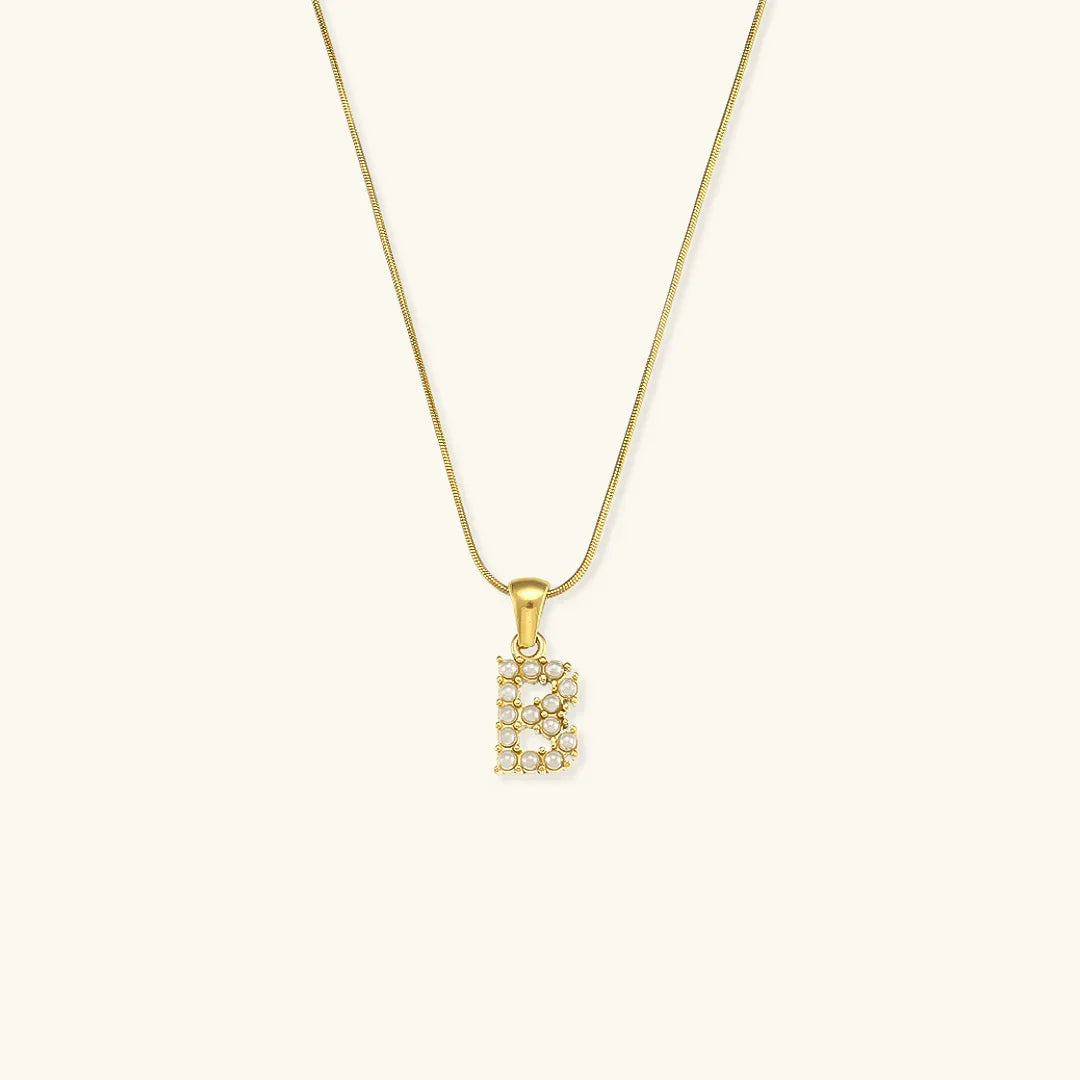 [Gaonasi]Augustine Initial Letter Pearl Necklace