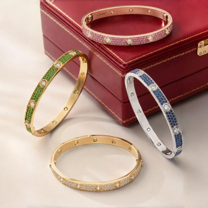 [Okajuri Jewelry]2026 PAVE GEMSTONE LOVE BRACELET 6.1MM 10 DIAMONDS