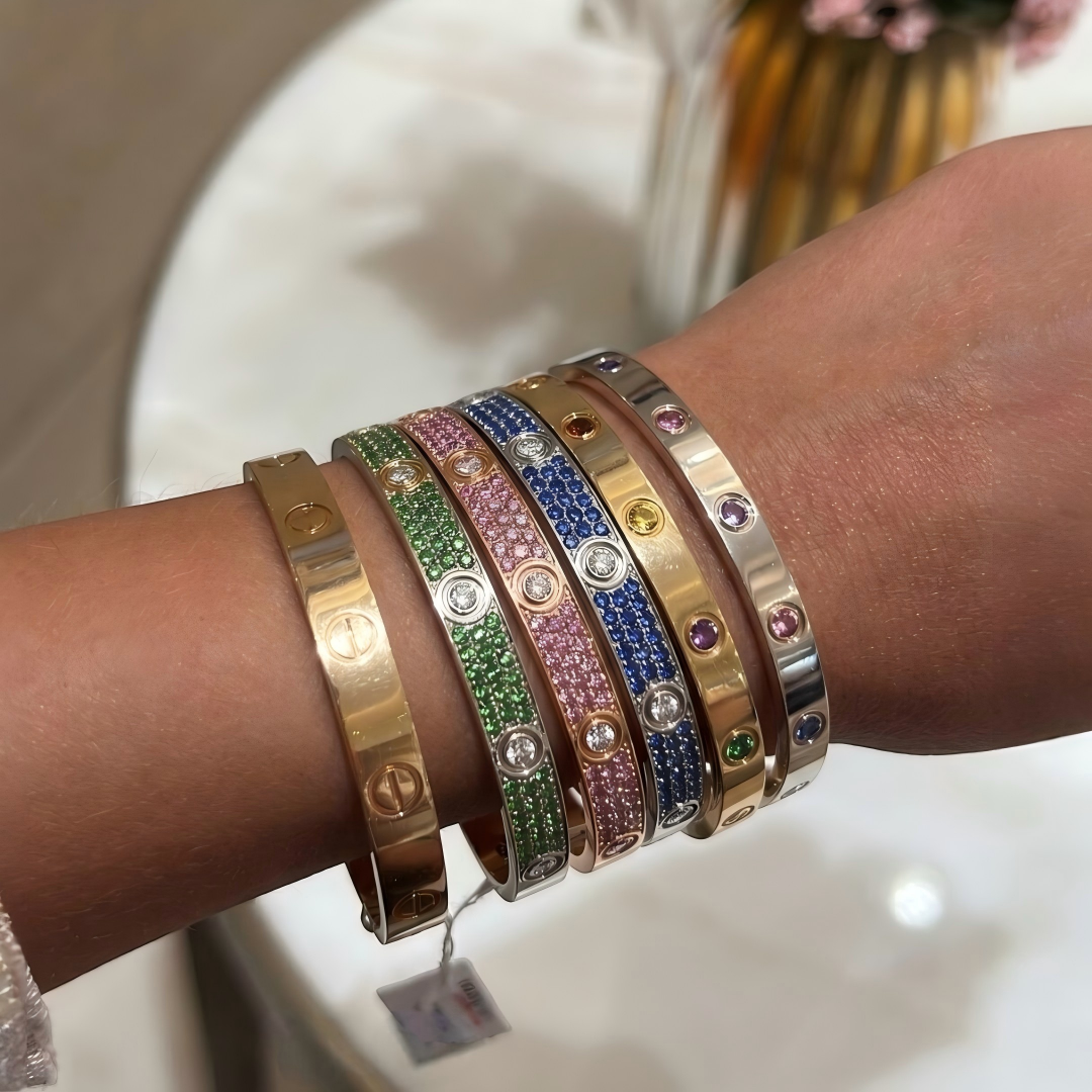 [Okajuri Jewelry]2026 PAVE GEMSTONE LOVE BRACELET 6.1MM 10 DIAMONDS