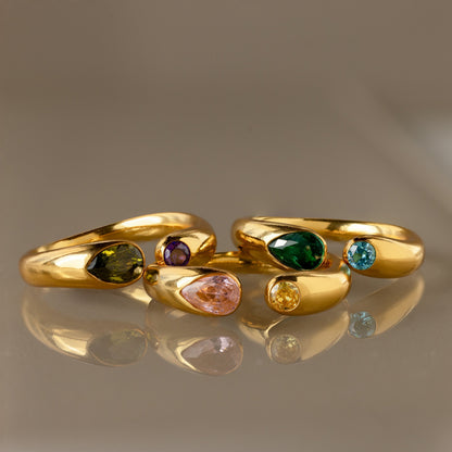 Toi et Moi Birthstone Signet Ring